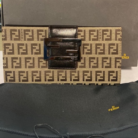 Fendi Handbags - Authentic Fendi Vintage Zucca Donna Wallet in Beige